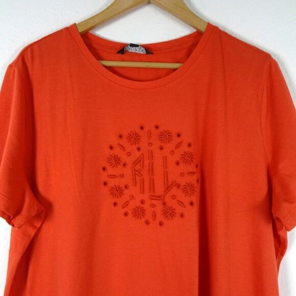 Ralph Lauren Logo Top Women's 2X Orange Embroidered Short Sleeve - Picture 2 of 8
